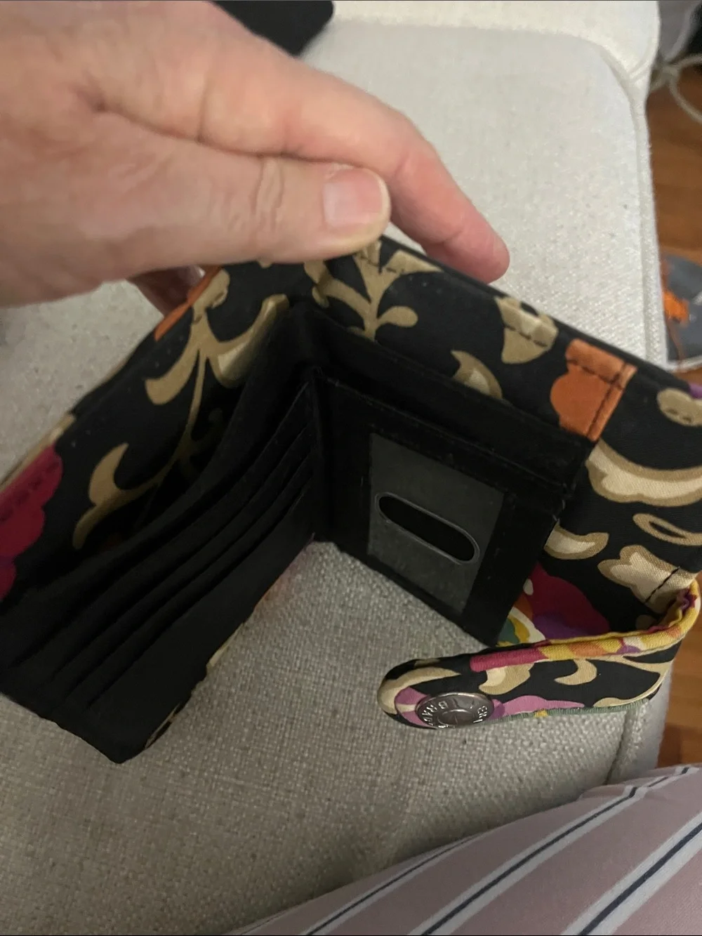 Vera Bradley Black Quilted Floral Snap Wallet with Multicolor Accents - Picture 3 of 5